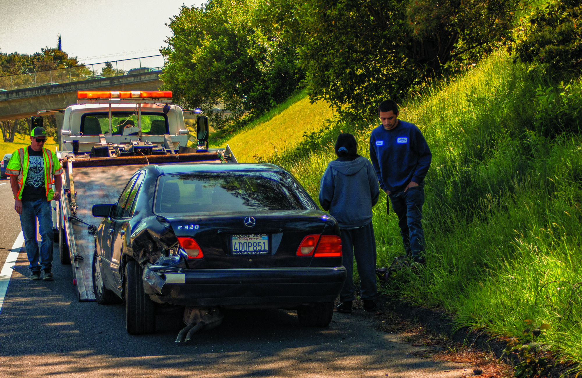 Highway car accident outside of HSU
