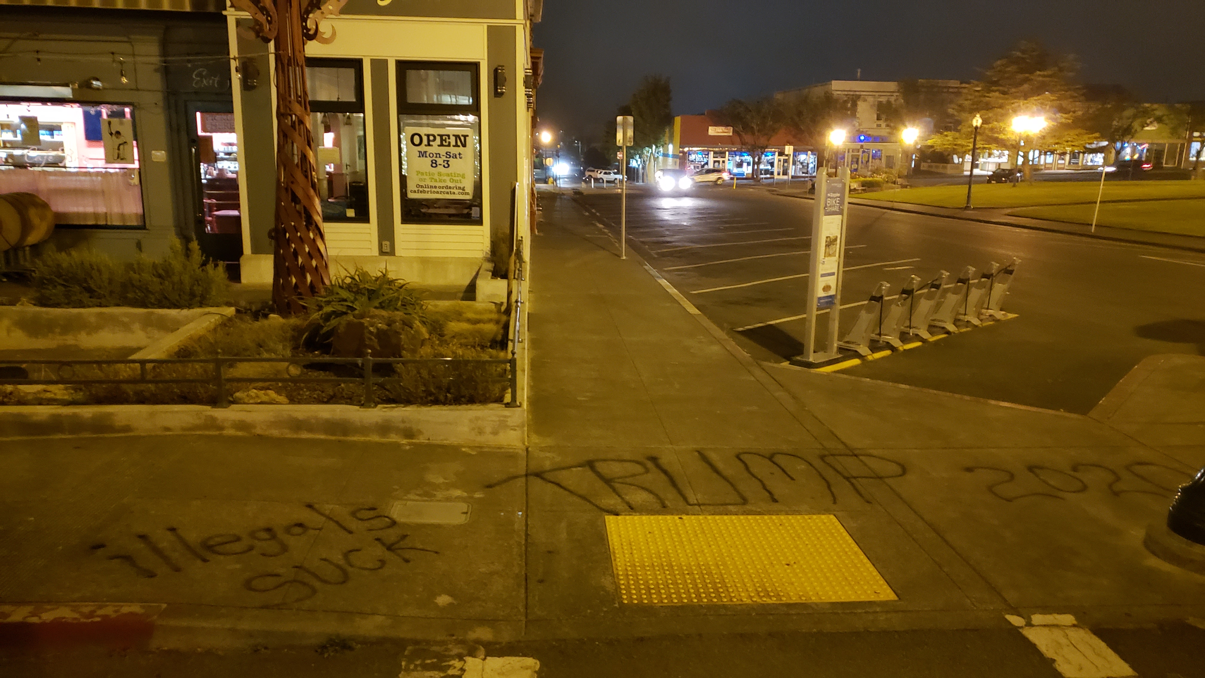 Anti-Immigration Graffiti Found In Arcata Plaza