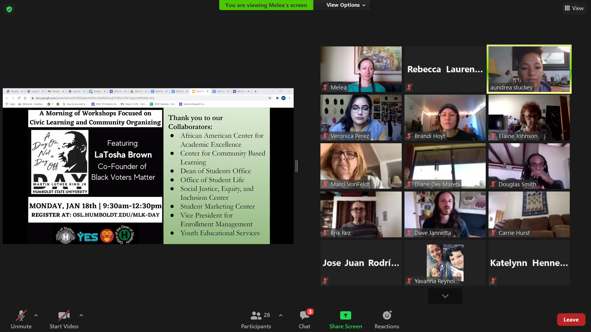 MLK day of service zoom event