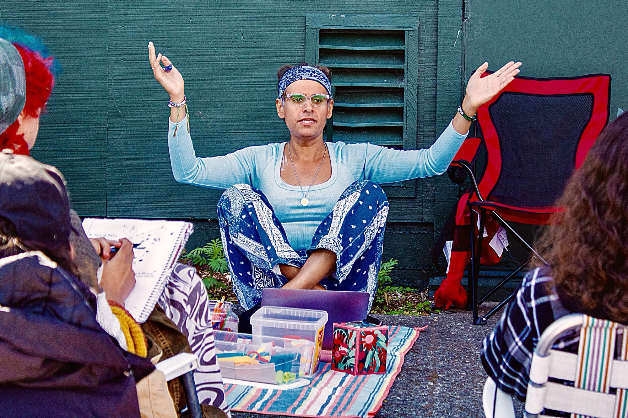 Students gather to support suspended teacher at teach-ins held off campus