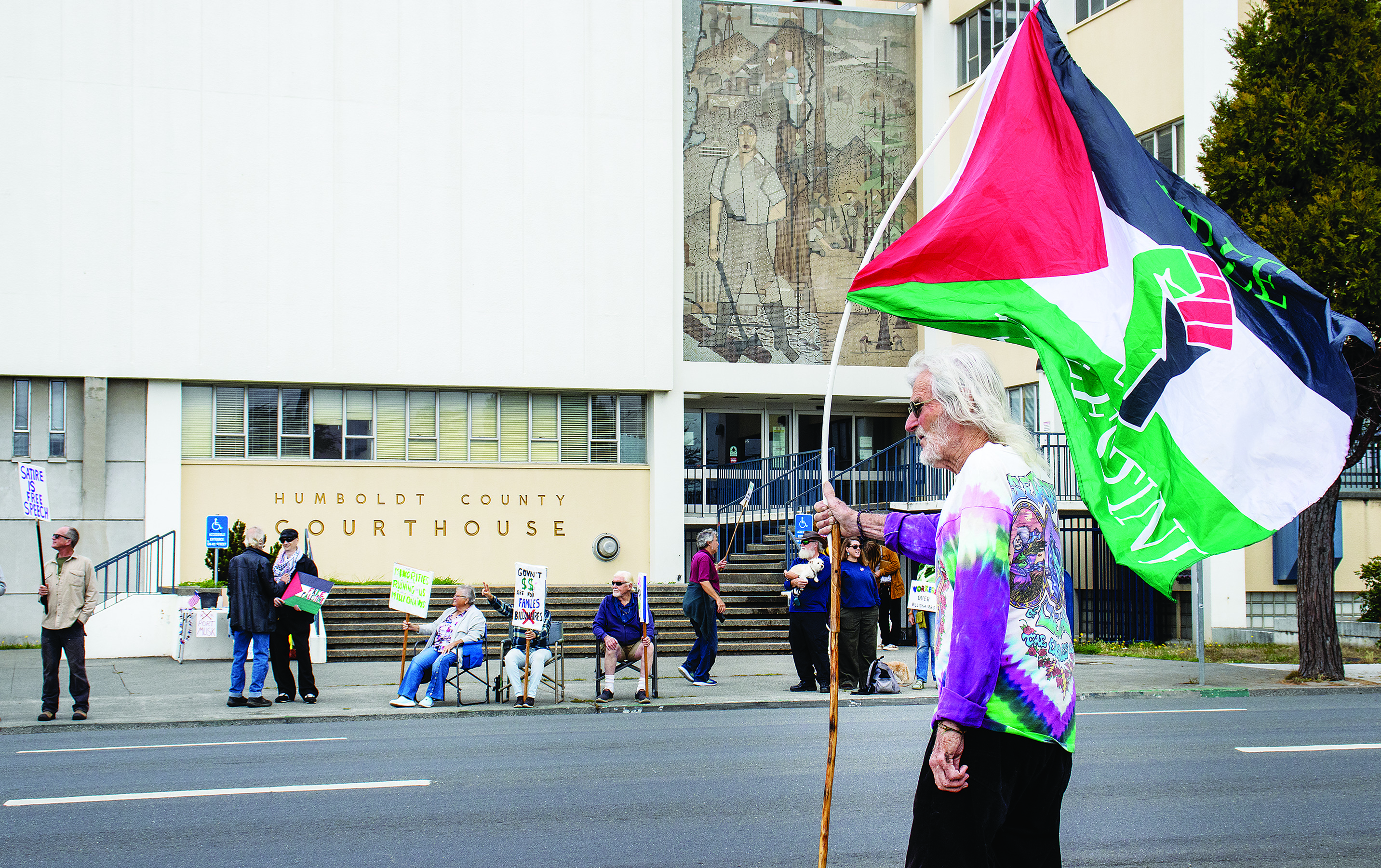 Local seniors protest world affairs