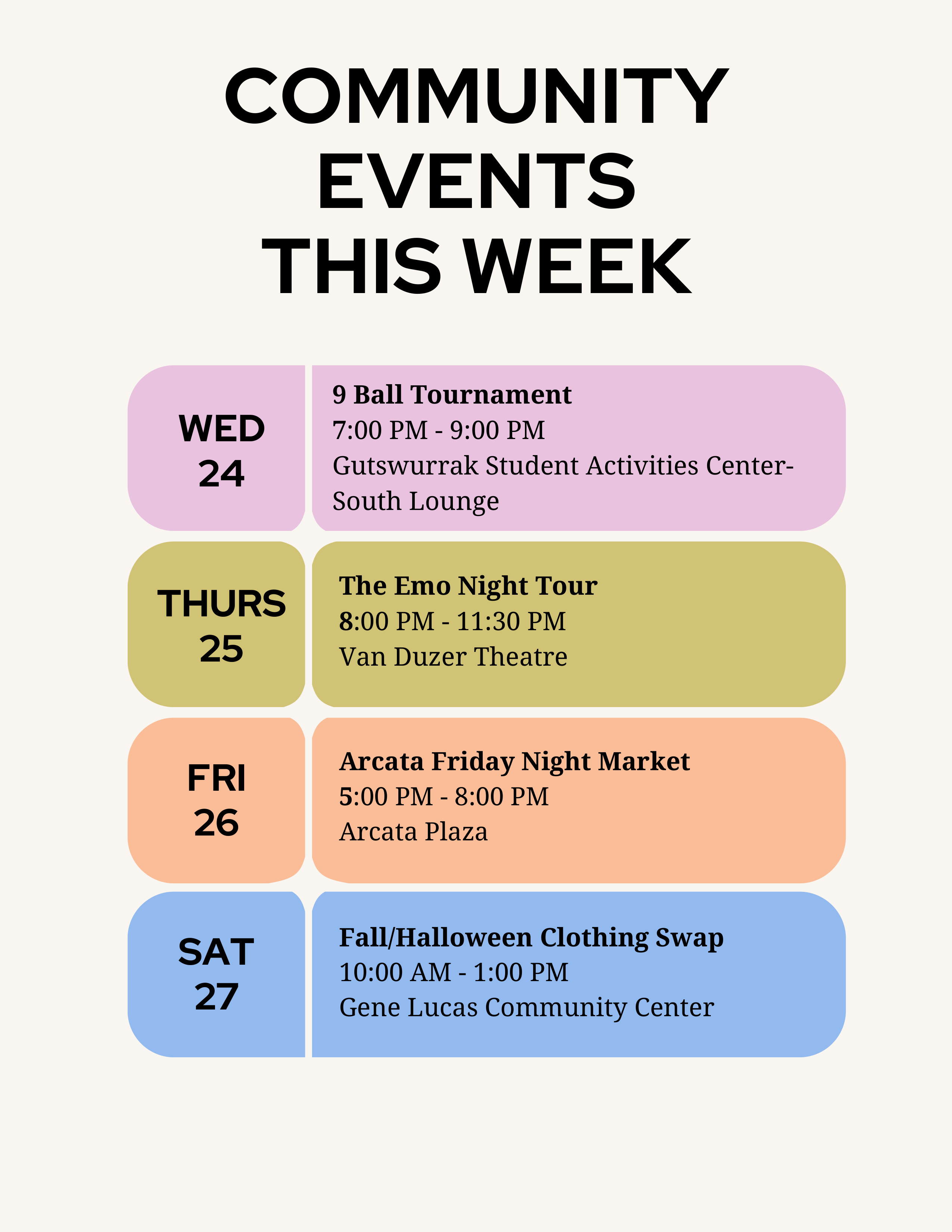COMMUNITY EVENTS THIS WEEK